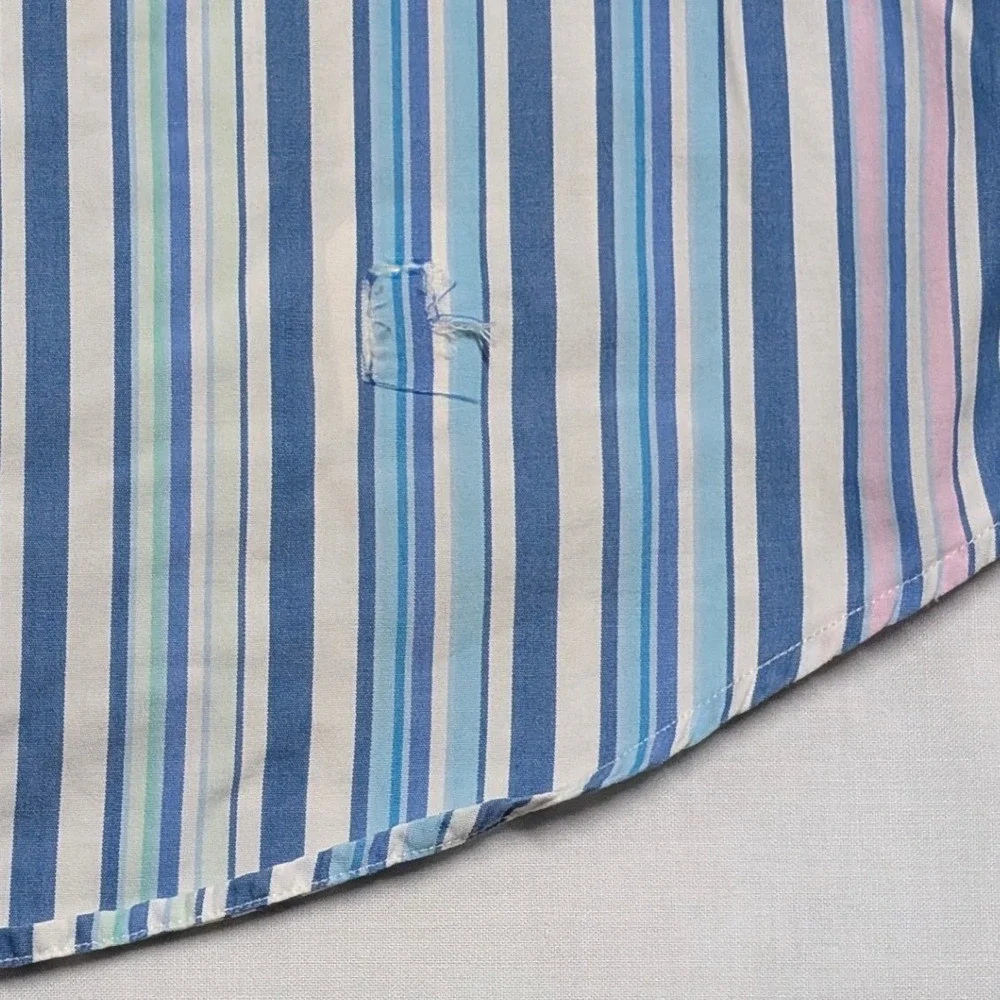 Polo Ralph Lauren Mens Multi Color Striped Cotton Button Down Shirt Large